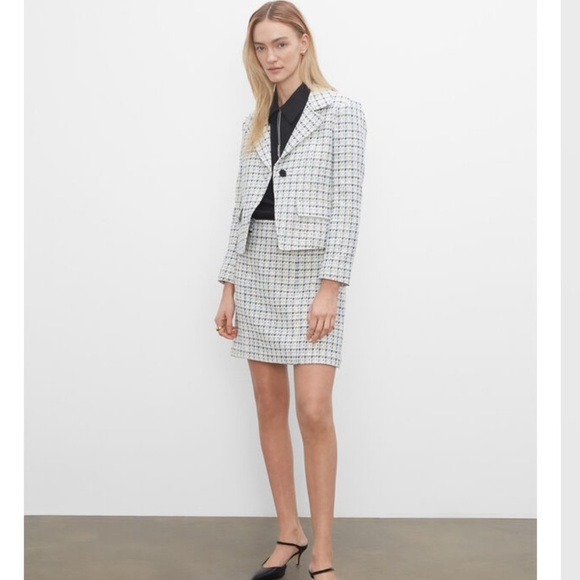 💟 CLUB MONACO Textured Cutaway Crop Single-breasted Blazer Size XS Multi - Picture 3 of 16